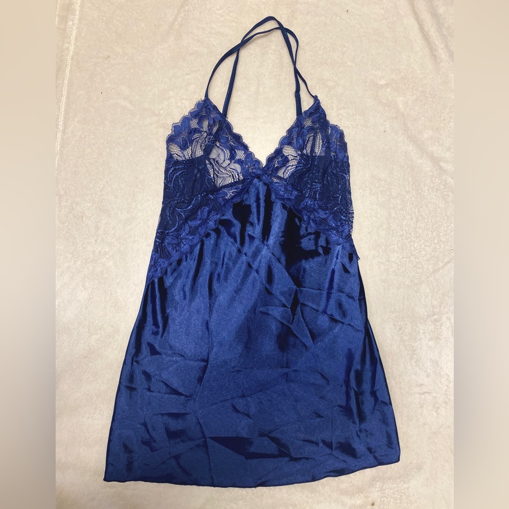Night dress 👗 Navy, faux silk. Size small